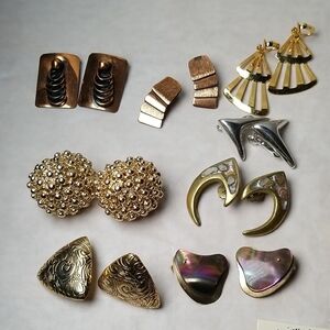 Bundle Of 8 Bulky Vintage Clip-On Earrings